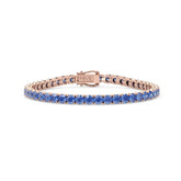Bracelet de tennis en vermeil or rose 18 carats serti d'un saphir bleuet de laboratoire rond de 11,6 ct