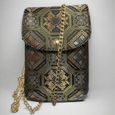 Black Phoenix-Butterfly and Myriad Forms Pattern | Handwoven Crossbody Phone Bag