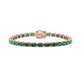 Bracelet de tennis ovale en émeraude de Zambie de laboratoire, monté sur vermeil en or rose 18 carats.