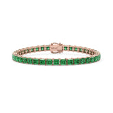 Bracelet de tennis Princess Lab en vermeil d'or rose 18 carats et émeraudes colombiennes