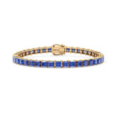 Bracelet de tennis Princess Lab en vermeil d'or jaune 18 carats et saphir bleuet