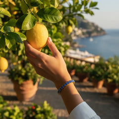 Bracelet de tennis Princess Lab en vermeil d'or jaune 18 carats et saphir bleuet