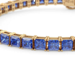 Bracelet de tennis Princess Lab en vermeil d'or jaune 18 carats et saphir bleuet