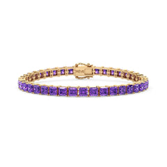Bracelet de tennis Princess Lab en saphir violet et vermeil en or jaune 18 carats