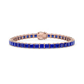 Princess (4 mm) Lab Royal Blue Sapphire Tennisarmband in 18 Karat Roségold Vermeil
