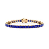 Bracelet de tennis Princess Lab en saphir bleu royal et vermeil en or jaune 18 carats
