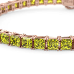 Prinzessin (4 mm) Labor-Gelber Saphir Tennisarmband in 18 Karat Roségold Vermeil