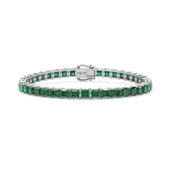 Bracelet de tennis Princess Lab en vermeil d'émeraudes de Zambie et or blanc 18 carats
