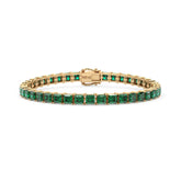 Bracelet de tennis Princess Lab en vermeil d'or jaune 18 carats et émeraude de Zambie