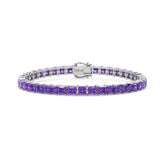 Bracelet de tennis Princess Lab en saphir violet et vermeil en or blanc 18 carats