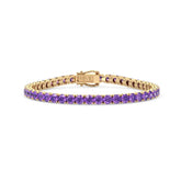 Bracelet de tennis en vermeil d'or jaune 18 carats avec saphir violet de laboratoire rond de 11,6 ct