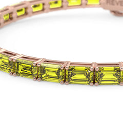 Tennisarmband mit smaragdgeschliffenem (6x4mm) gelbem Laborsaphir in 18K Roségold-Vermeil