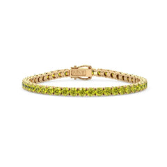 Rundes (4 mm) Tennisarmband mit gelbem Laborsaphir, 18 Karat Gelbgold-Vermeil