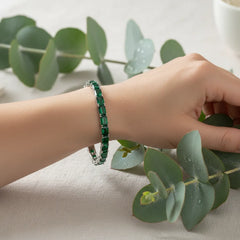 Bracelet de tennis en vermeil d'émeraudes de Zambie de laboratoire taille émeraude