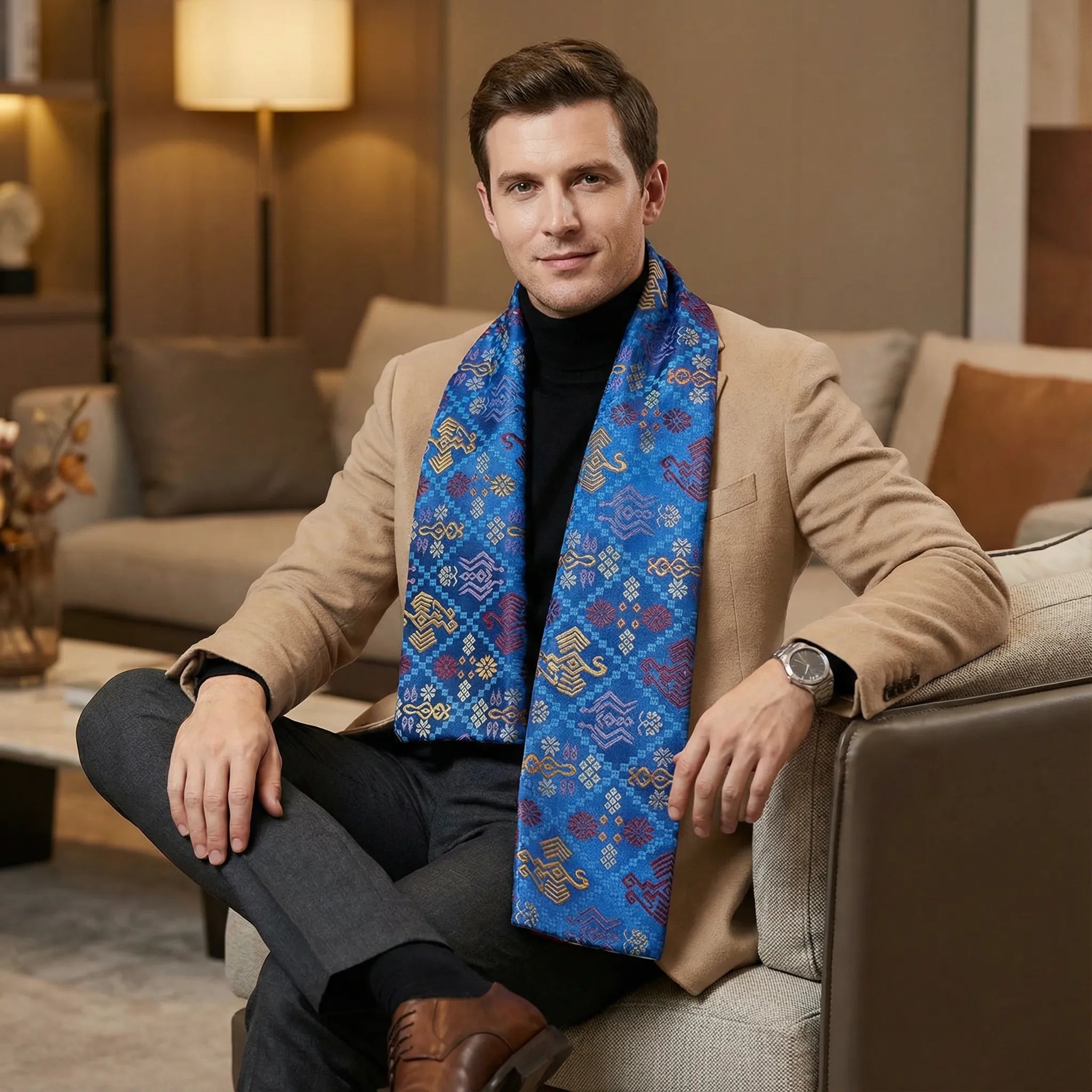 Blue Luxury Scarf | Handwoven Artisan
