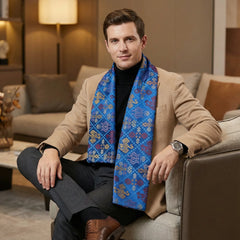 Blue Luxury Scarf | Handwoven Artisan