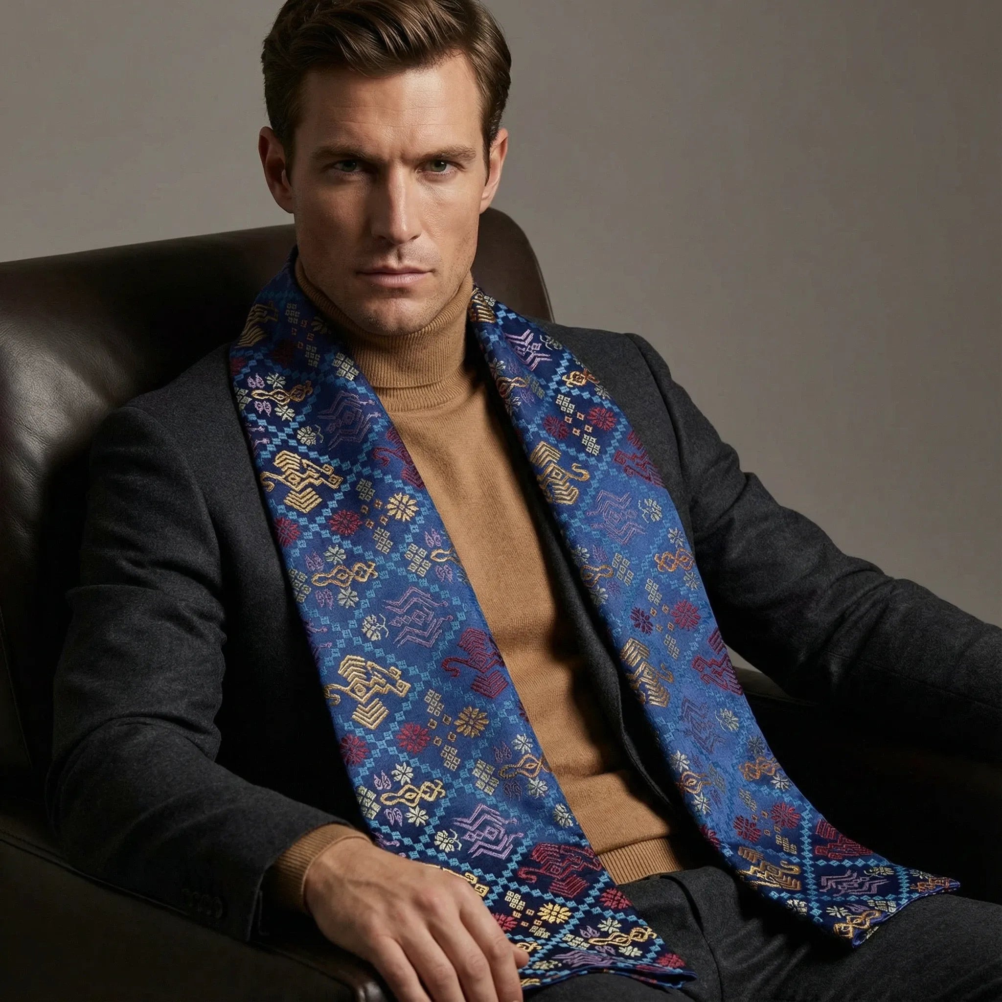 Blue Luxury Scarf | Handwoven Artisan