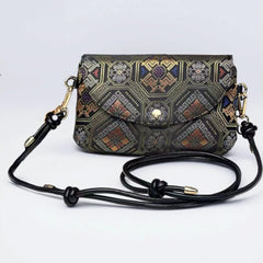 Black Phoenix-Butterfly and Myriad Forms Pattern | Handwoven Crossbody Phone Bag