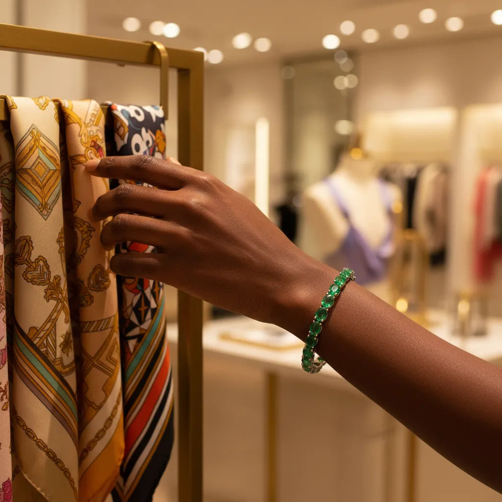 Ovales (6x4mm) Tennisarmband mit im Labor gezüchtetem kolumbianischem Smaragd in 18K Gelbgold-Vermeil