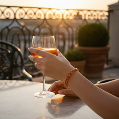 Bracelet de tennis ovale en saphir orange de laboratoire, monté sur vermeil en or jaune 18 carats