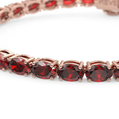 Ovales (6x4mm) Tennisarmband mit Rubin in Laborfarbe (Taubenblut) aus 18-karätigem Roségold-Vermeil