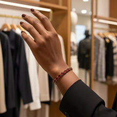 Ovales (6x4mm) Tennisarmband mit Labor-Taubenblutrubin in 18K Gelbgold-Vermeil