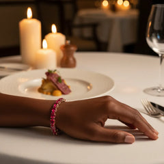 Ovales (6x4mm) Tennisarmband mit laborgeprüftem rosarotem Rubin in 18K Roségold-Vermeil