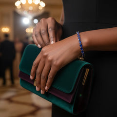 Bracelet de tennis ovale en saphir bleu royal de laboratoire, monté sur vermeil en or rose 18 carats