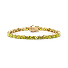 Ovales (6x4mm) Tennisarmband mit gelbem Laborsaphir in 18K Gelbgold-Vermeil