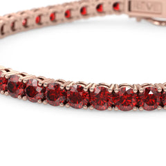 Rundes (4 mm) Tennisarmband mit Labor-Taubenblutrubin aus 18-karätigem Roségold-Vermeil