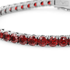 Rundes (4 mm) Tennisarmband mit Labor-Taubenblutrubin aus 18-karätigem Weißgold-Vermeil