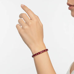 Rundes (4 mm) Tennisarmband mit Labor-Taubenblutrubin aus 18-karätigem Weißgold-Vermeil