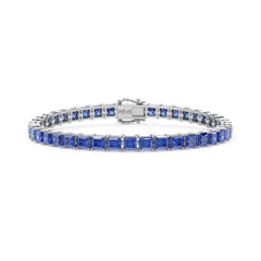 Bracelet de tennis Princess Lab en vermeil d'or blanc 18 carats et saphir bleuet