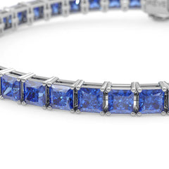 Bracelet de tennis Princess Lab en vermeil d'or blanc 18 carats et saphir bleuet