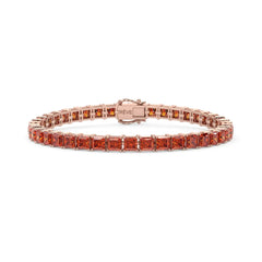 Bracelet de tennis Princess Lab en saphir orange et vermeil en or rose 18 carats