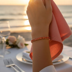 Bracelet de tennis Princess Lab en saphir orange et vermeil en or rose 18 carats