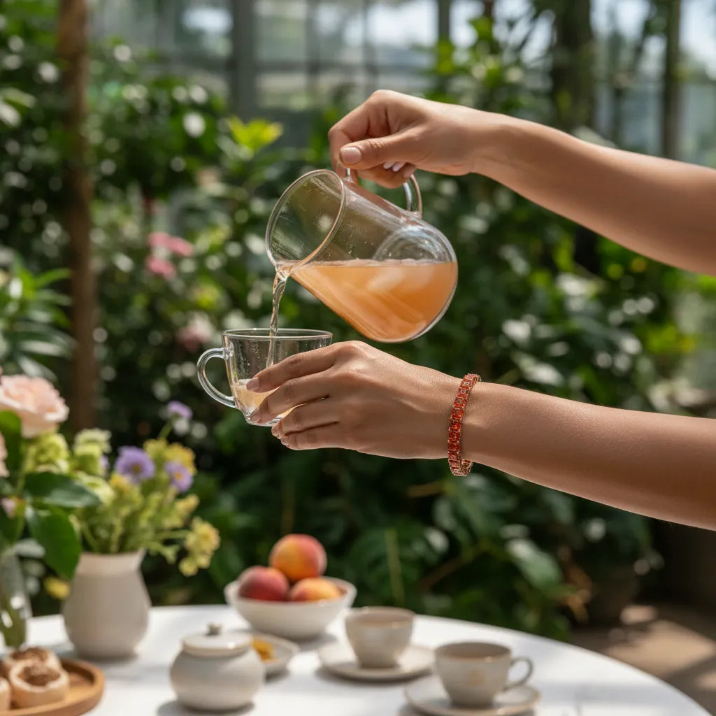 Bracelet de tennis Princess Lab en saphir orange et vermeil en or rose 18 carats