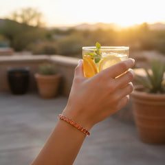 Prinzessin (4 mm) Tennisarmband mit orangefarbenem Laborsaphir in 18 Karat Weißgold-Vermeil