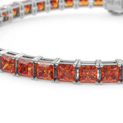 Prinzessin (4 mm) Tennisarmband mit orangefarbenem Laborsaphir in 18 Karat Weißgold-Vermeil