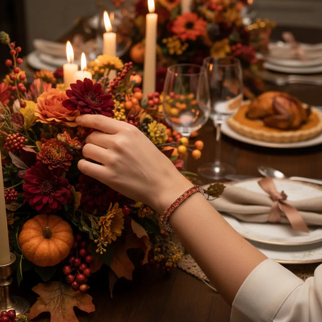 Prinzessin (4 mm) Tennisarmband mit orangefarbenem Laborsaphir in 18 Karat Weißgold-Vermeil