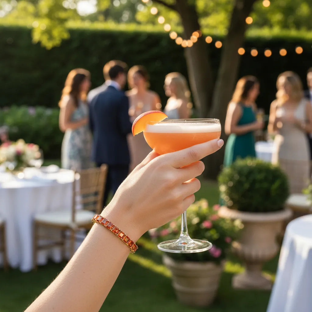 Prinzessin (4 mm) Tennisarmband mit orangefarbenem Laborsaphir in 18 Karat Gelbgold-Vermeil