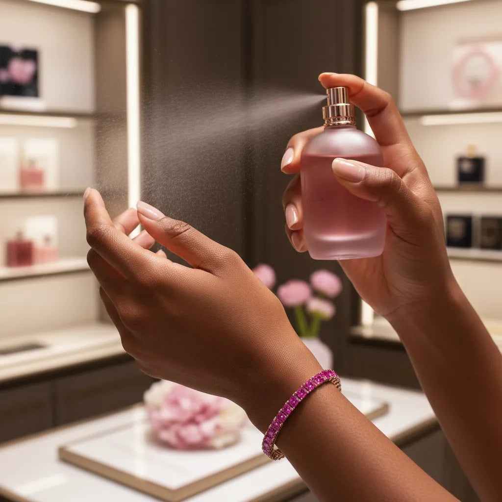 Bracelet de tennis Princess Lab en saphir rose et vermeil or rose 18 carats