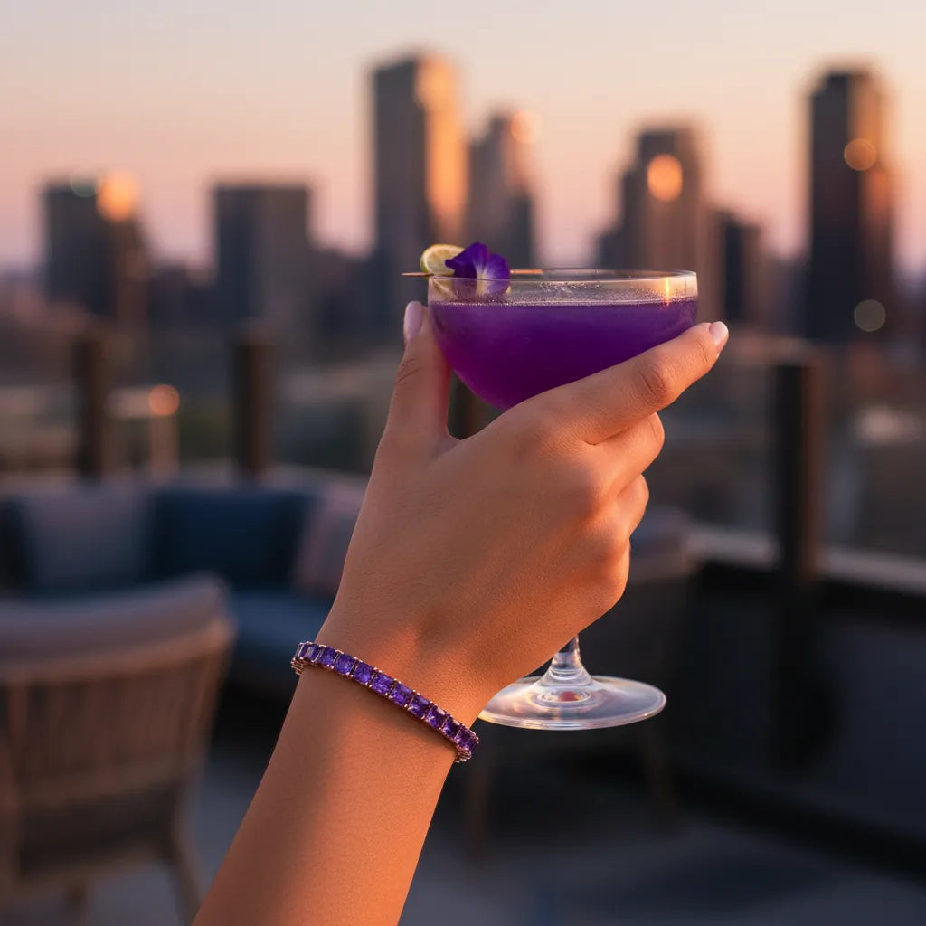 Prinzessin (4 mm) Labor-Saphir-Tennisarmband in Lila aus 18 Karat Roségold-Vermeil