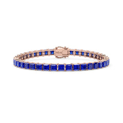 Princess (4 mm) Lab Royal Blue Sapphire Tennisarmband in 18 Karat Roségold Vermeil