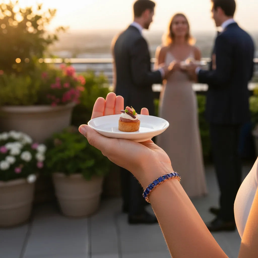 Princess (4 mm) Lab Royal Blue Sapphire Tennisarmband in 18 Karat Roségold Vermeil