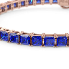 Princess (4 mm) Lab Royal Blue Sapphire Tennisarmband in 18 Karat Roségold Vermeil