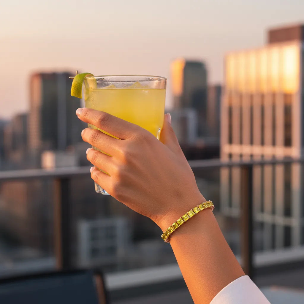 Prinzessin (4 mm) Labor-Gelber Saphir Tennisarmband in 18 Karat Roségold Vermeil