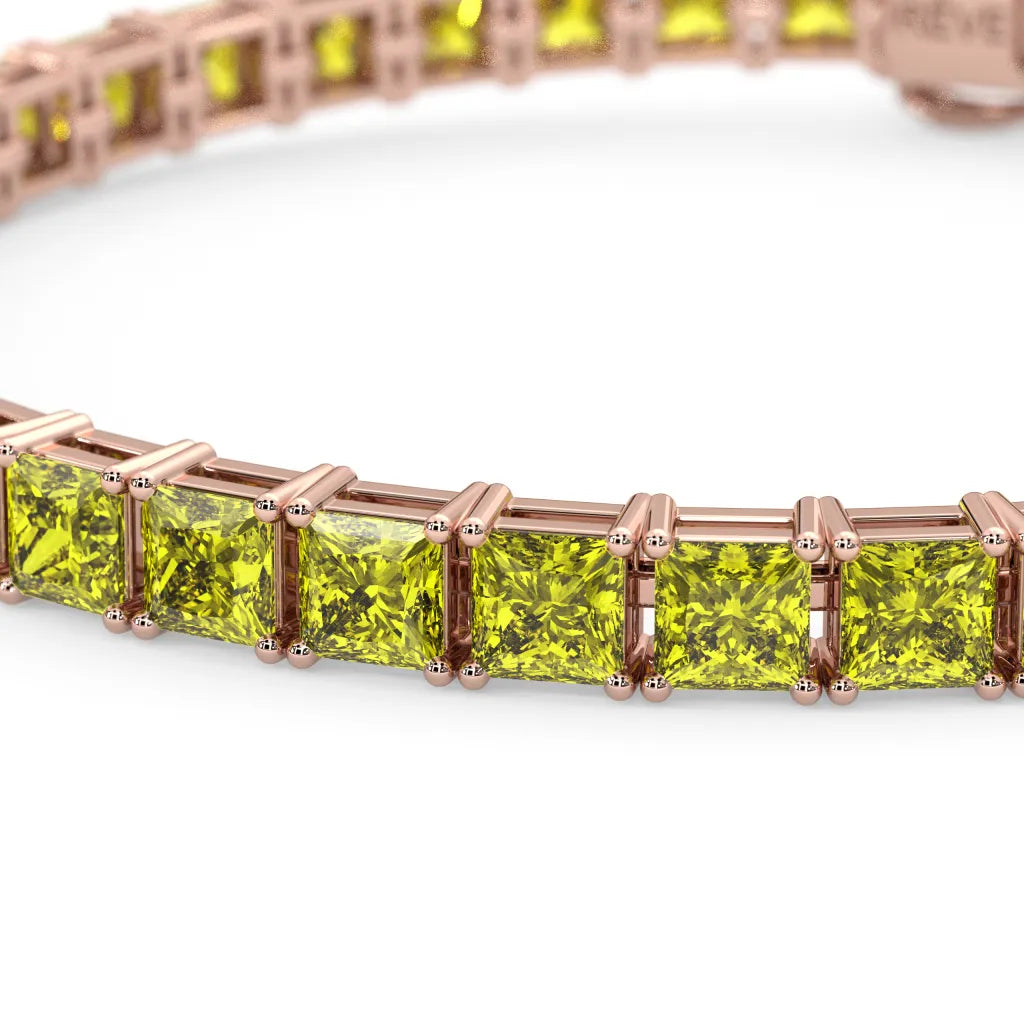 Prinzessin (4 mm) Labor-Gelber Saphir Tennisarmband in 18 Karat Roségold Vermeil