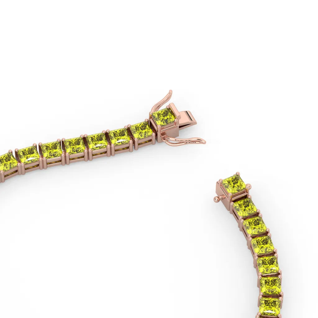 Prinzessin (4 mm) Labor-Gelber Saphir Tennisarmband in 18 Karat Roségold Vermeil