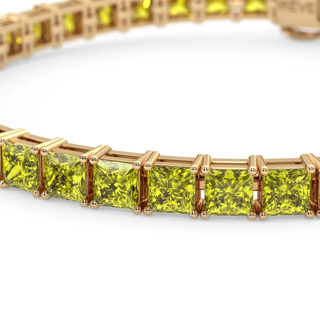 Bracelet de tennis Princess Lab en saphir jaune et vermeil en or jaune 18 carats